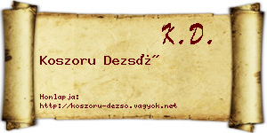 Koszoru Dezső névjegykártya